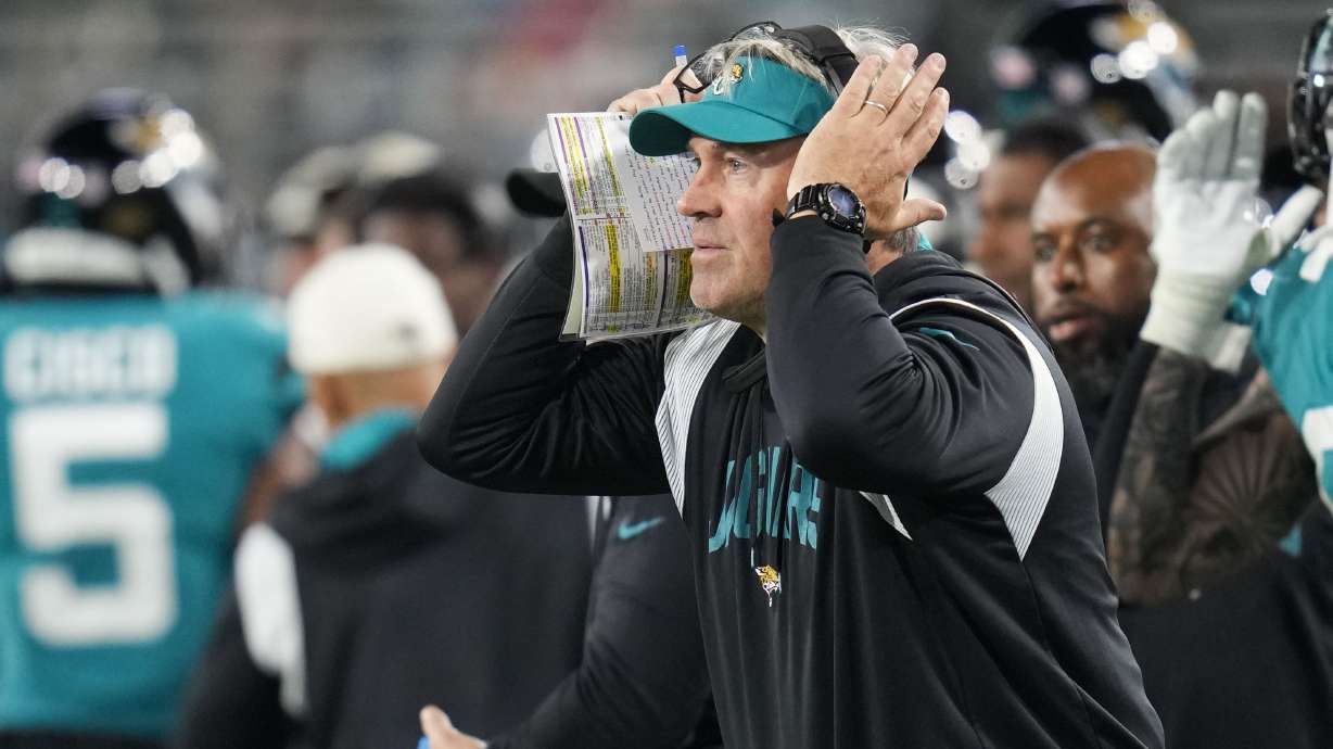 Jacksonville Jaguars head coach Doug Pederson watches from the sideline in the second half of an NFL football game against the Tennessee Titans, Saturday, Jan. 7, 2023, in Jacksonville, Fla.