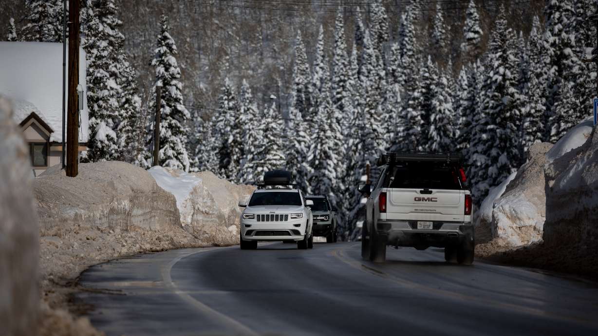 Cars travel on roads in Brighton in Big Cottonwood Canyon on Jan. 4, 2023. Gov. Spencer Cox signed a bill Thursday that finalizes sweeping Utah license plate changes and removing the requirements for front license plates by 2025.
