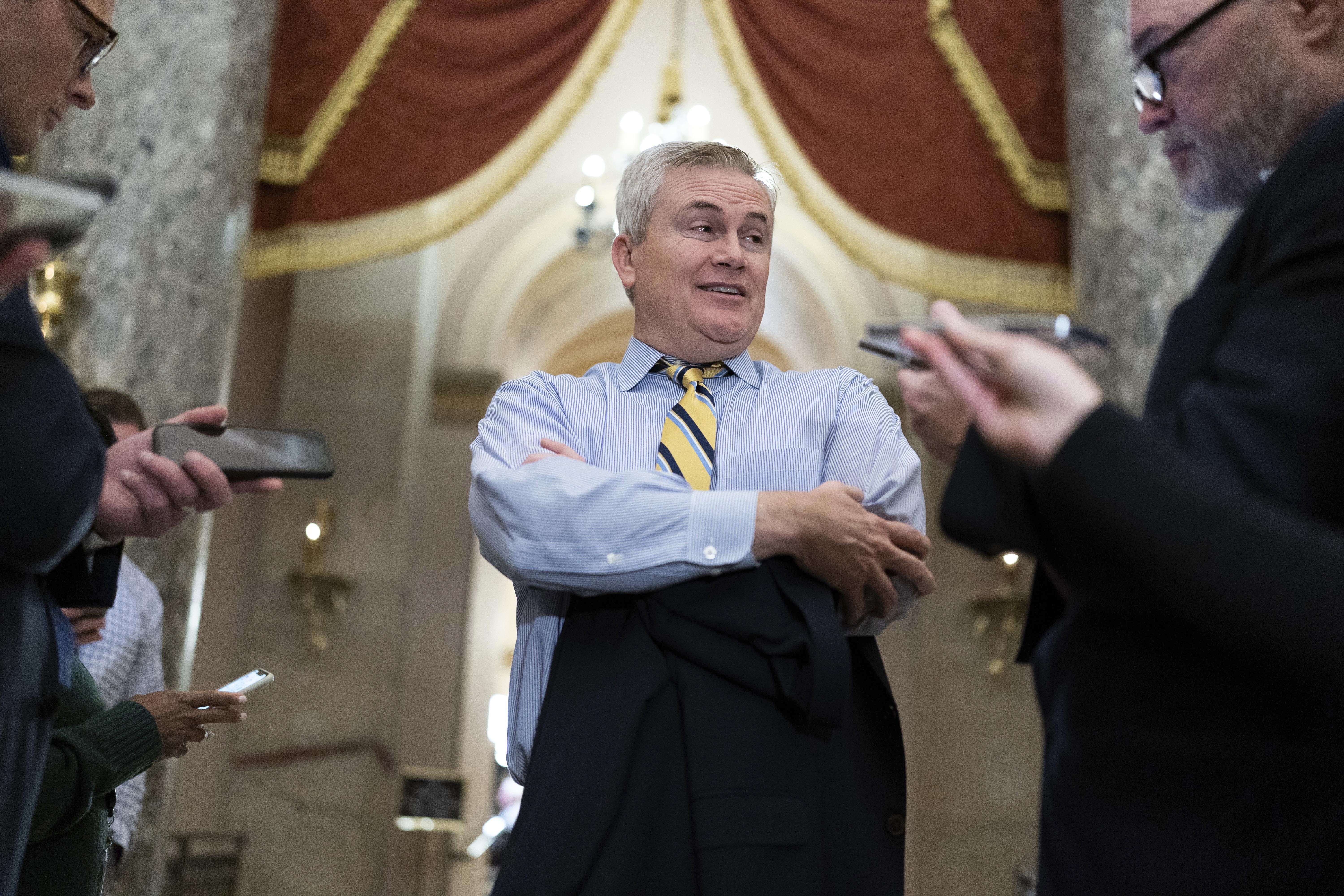 Rep. James Comer, R-Ky., talks to reporters on Capitol Hill in Washington, Monday. House Republicans on Wednesday opened their long-promised investigation into President Joe Biden and his family
