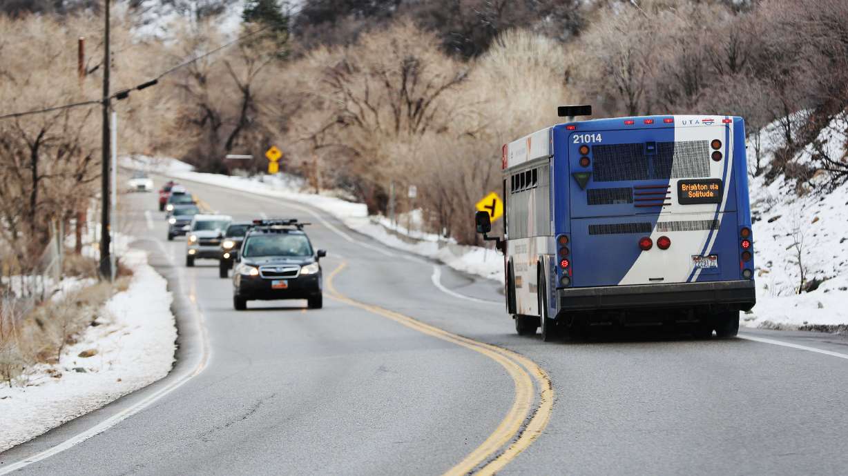 A Utah Transit Authority ski bus drives up Big Cottonwood Canyon on Wednesday. The Salt Lake County Council approved a measure Tuesday to provide close to $240,000 for a private transportation provider to add bus service to ski resorts in Big and Little Cottonwood canyons.