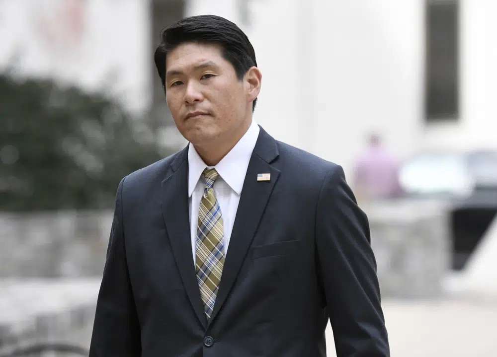 U.S. Attorney Robert Hur arrives at U.S. District Court in Baltimore on Nov. 21, 2019. Attorney General Merrick Garland on Thursday appointed Hur as a special counsel to investigate the presence of documents with classified markings found at President Joe Biden’s home in Wilmington, Del., and at an office in Washington.