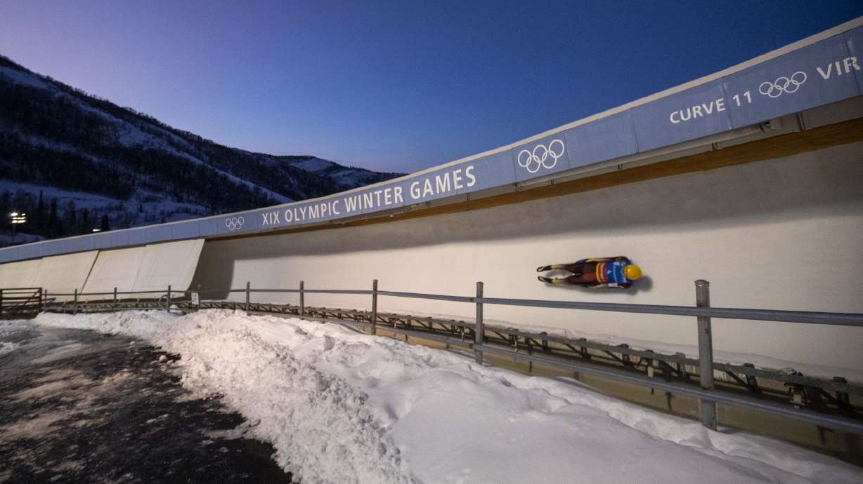 South Korea’s Dohee You races in the men’s single luge World Cup event in Park City on Dec. 16, 2022. The Utah Olympic Park served as the sliding track for the 2002 Olympic Winter Games.