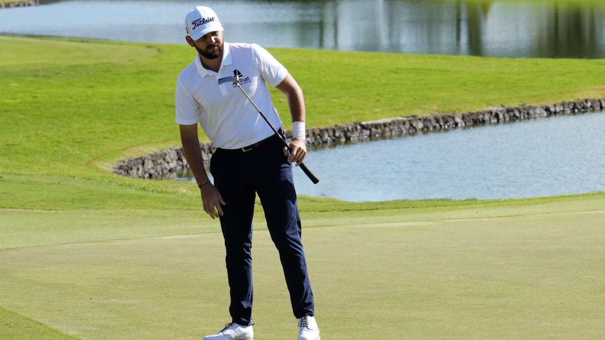 Hayden Buckley watches his birdie putt miss the cup on the third green during the third round of the Sony Open golf tournament, Saturday, Jan. 14, 2023, at Waialae Country Club in Honolulu.