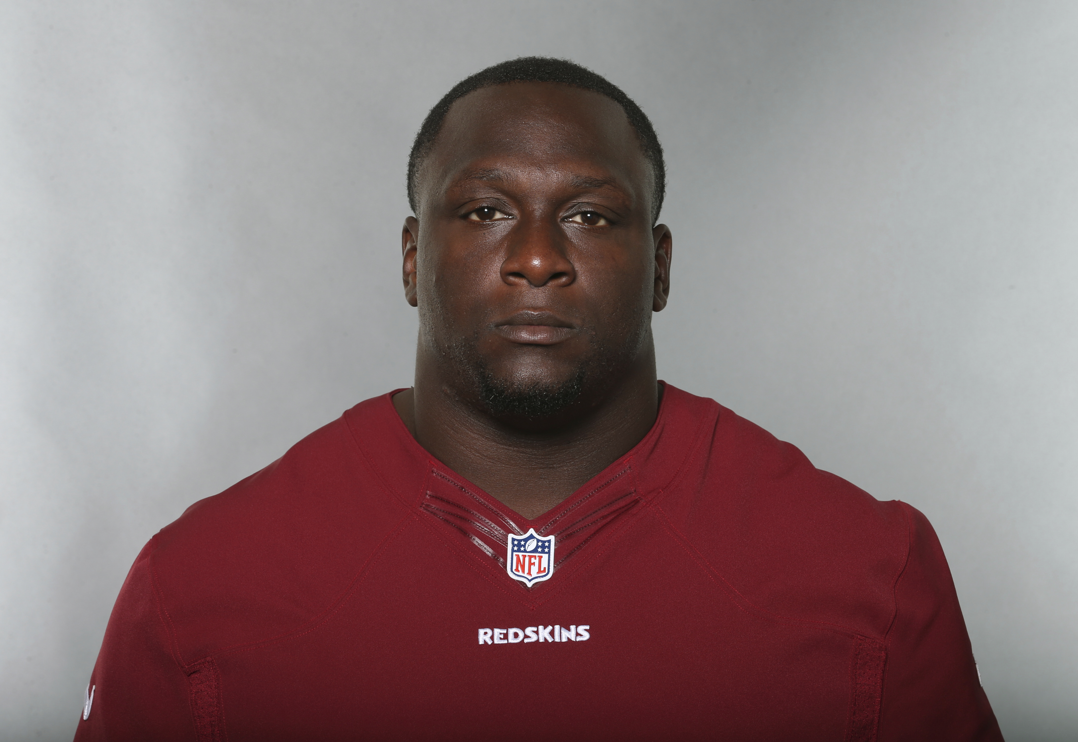 FILE - Jerrell Powe, of the Washington Redskins, poses for a photo in June 2016. Powe, a former University of Mississippi and NFL football player has been arrested in Mississippi on kidnapping charges. He remained jailed Monday, Jan. 16, 2023, in the Jackson, Miss., suburb of Ridgeland, Miss., with no bail set. It is unclear if he has a lawyer to speak for him. 
