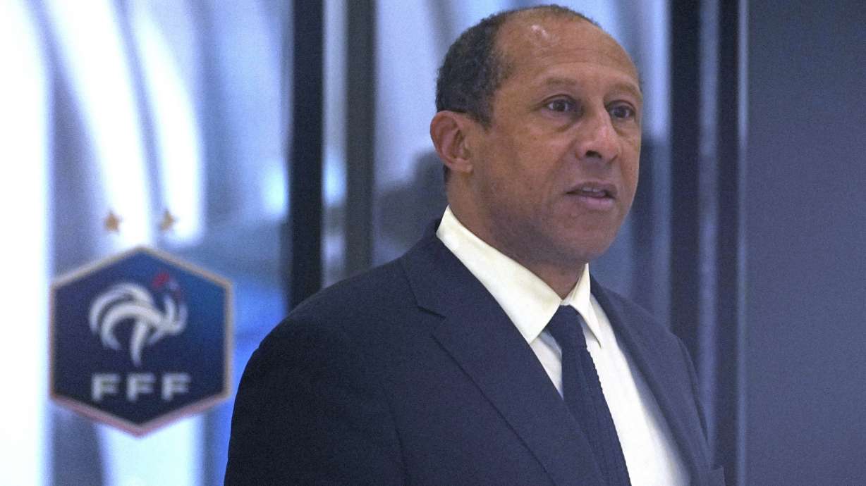 Philippe Diallo, vice-president of the French soccer federation (FFF), is pictured at the federation headquarters, Wednesday, Jan. 11, 2023 in Paris. The troubled 81-year-old soccer head of the FFF Noel Le Great has previously faced claims of sexual harassment and the French federation is the target of an investigation ordered by Sports Minister. Le Graet has had a tumultuous week after saying he "couldn't care less" about Zinedine Zidane's future as a coach, and the latest accusation led to calls for his resignation from the head of the French Football Federation's ethics council.