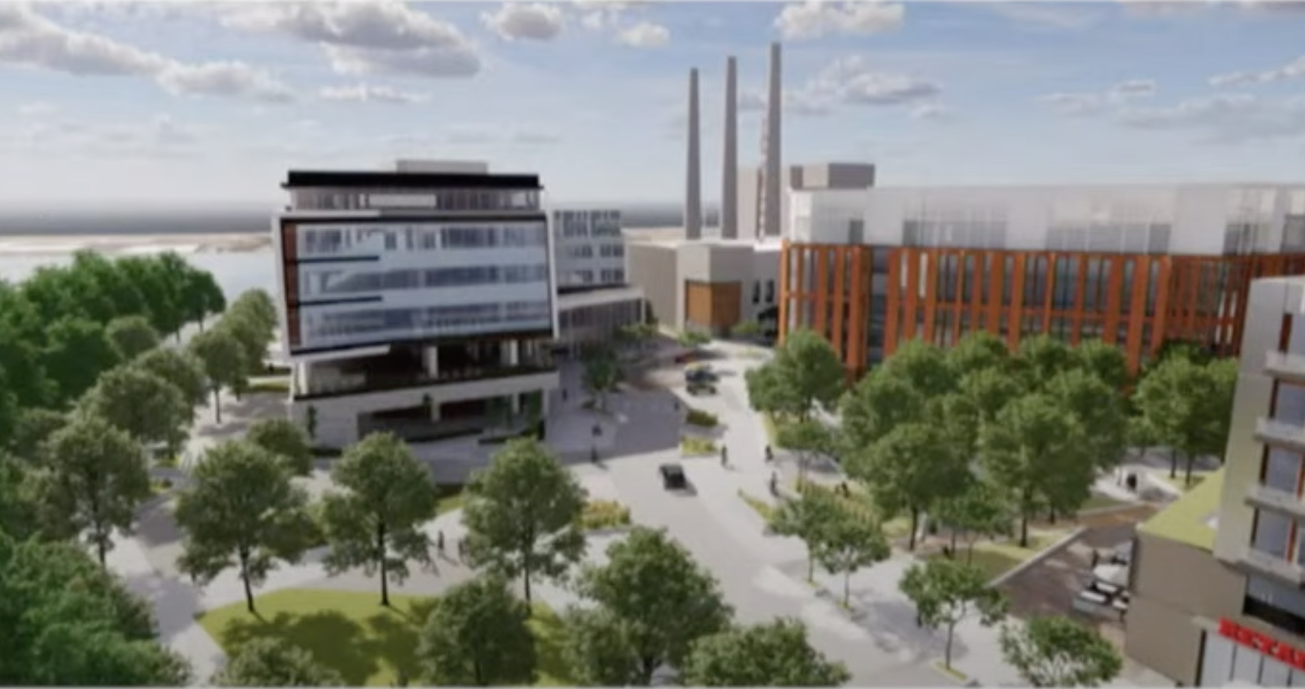 A rendering of the proposed redevelopment of Rocky Mountain Power's headquarters in Salt Lake City's Fairpark area. Ground could break on the project later this year.
