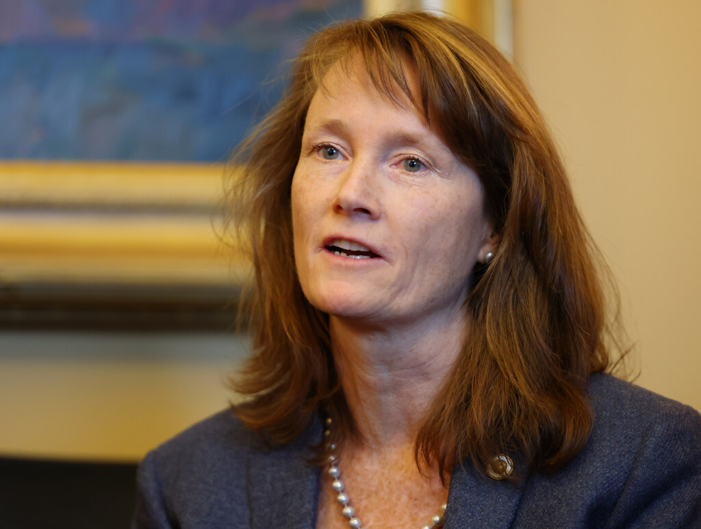 Sen. Kathleen Riebe, D-Cottonwood Heights, at the Capitol in Salt Lake City June 17. Riebe won the Democratic nomination for the 2nd Congressional District special election.