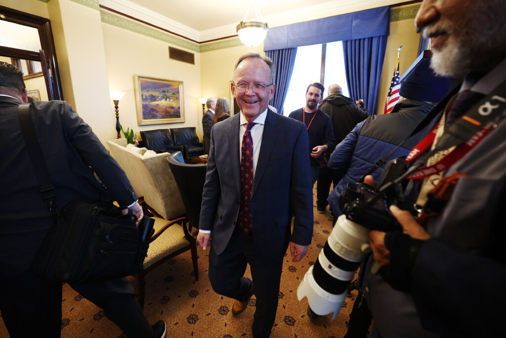 Senate President Stuart Adams, R-Layton, walks out after Senate media availability on day one of the 2023 Legislature at the Capitol in Salt Lake City on Tuesday.