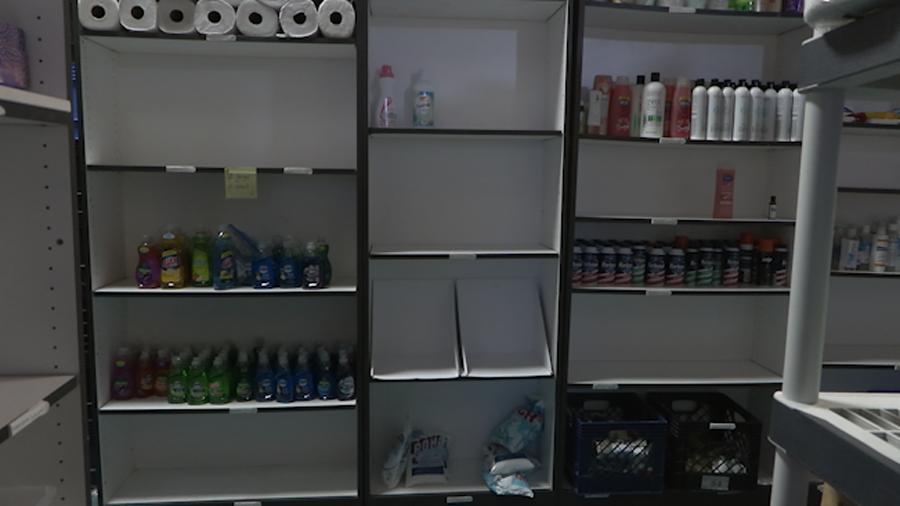 Many shelves are bare at the Catholic Community Services of Utah Sharehouse in Salt Lake City where refugees can get everyday household items.