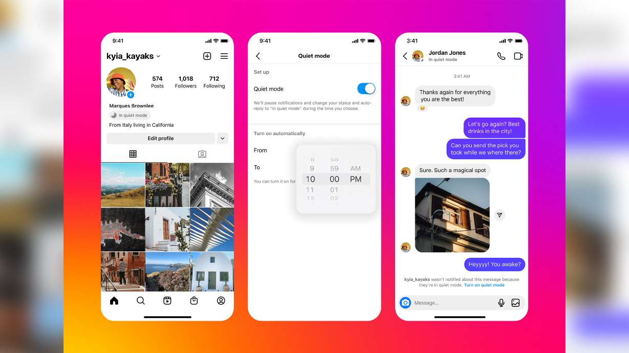 Instagram's new "quiet mode" intends to help users better focus when they want, such as during school or office hours.