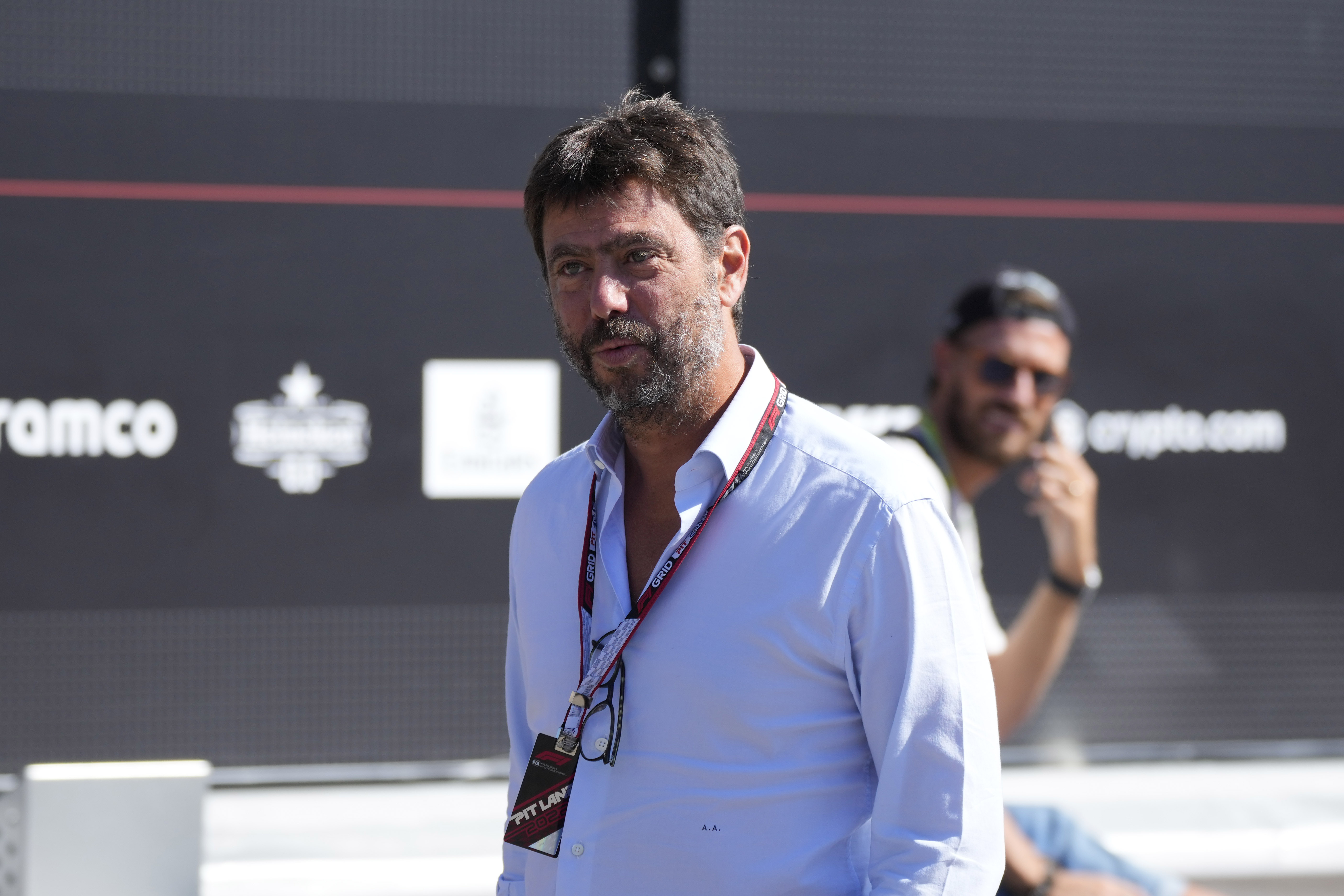FILE- Juventus soccer team president Andrea Agnelli arrives prior to the start of the third free practice at the Monza racetrack, in Monza, Italy, Sept. 10, 2022. The Italian soccer federation prosecutor requested a nine-point penalty for Juventus on Friday, Jan. 20, 2023, for alleged false accounting involving the Bianconeri. Prosecutor Giuseppe Chine requested a 16-month ban for former Juventus president Andrea Agnelli and similarly long bans for other members of Juve’s former board. 
