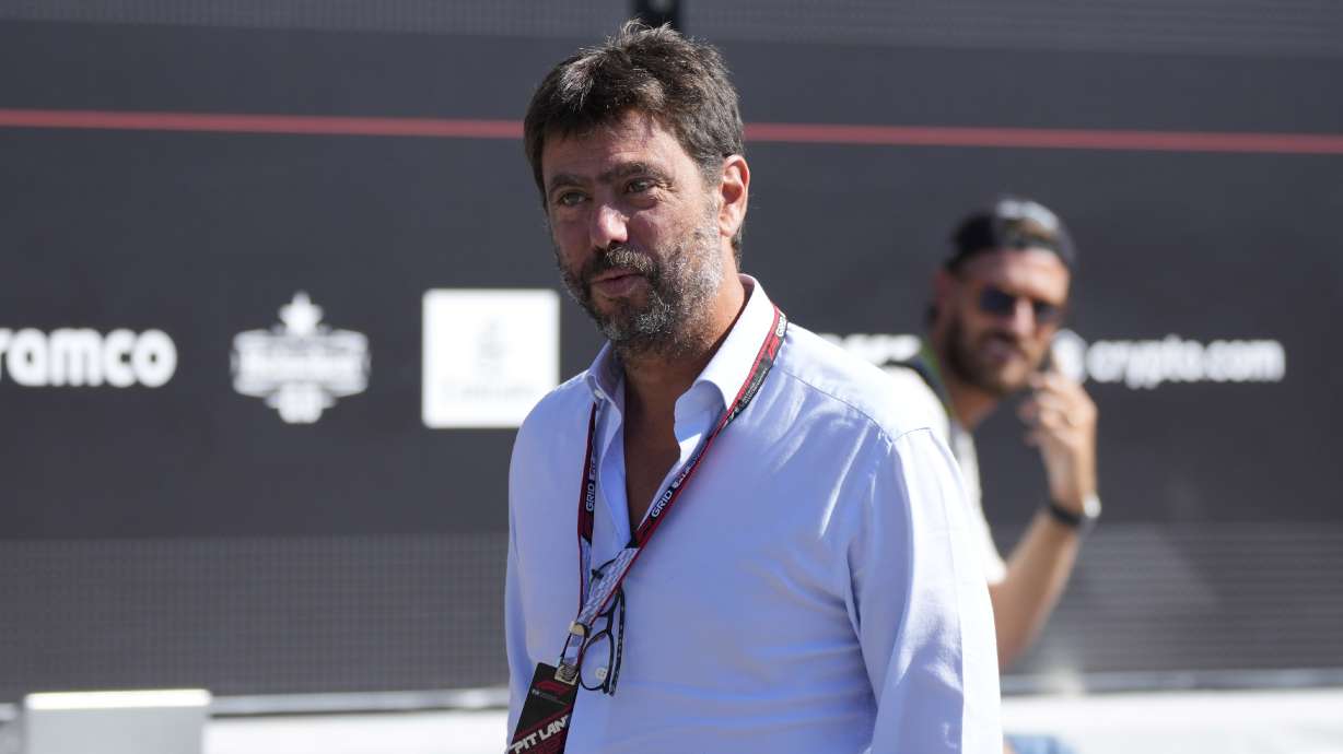 FILE- Juventus soccer team president Andrea Agnelli arrives prior to the start of the third free practice at the Monza racetrack, in Monza, Italy, Sept. 10, 2022. The Italian soccer federation prosecutor requested a nine-point penalty for Juventus on Friday, Jan. 20, 2023, for alleged false accounting involving the Bianconeri. Prosecutor Giuseppe Chine requested a 16-month ban for former Juventus president Andrea Agnelli and similarly long bans for other members of Juve’s former board.