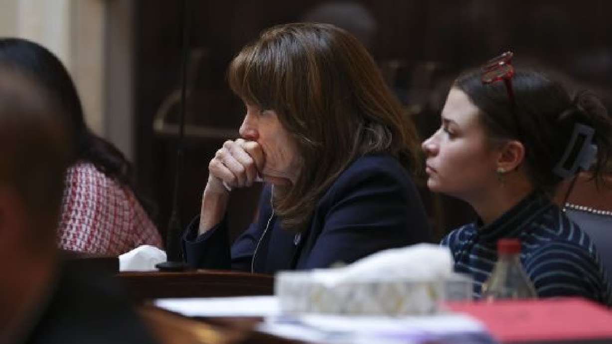 Sen. Kathleen Riebe, D-Cottonwood Heights, listens as SB16 is debated at the Capitol in Salt Lake City on Friday. The bill and two others aimed at transgender and LGBTQ children were passed Friday by the Utah Senate.
