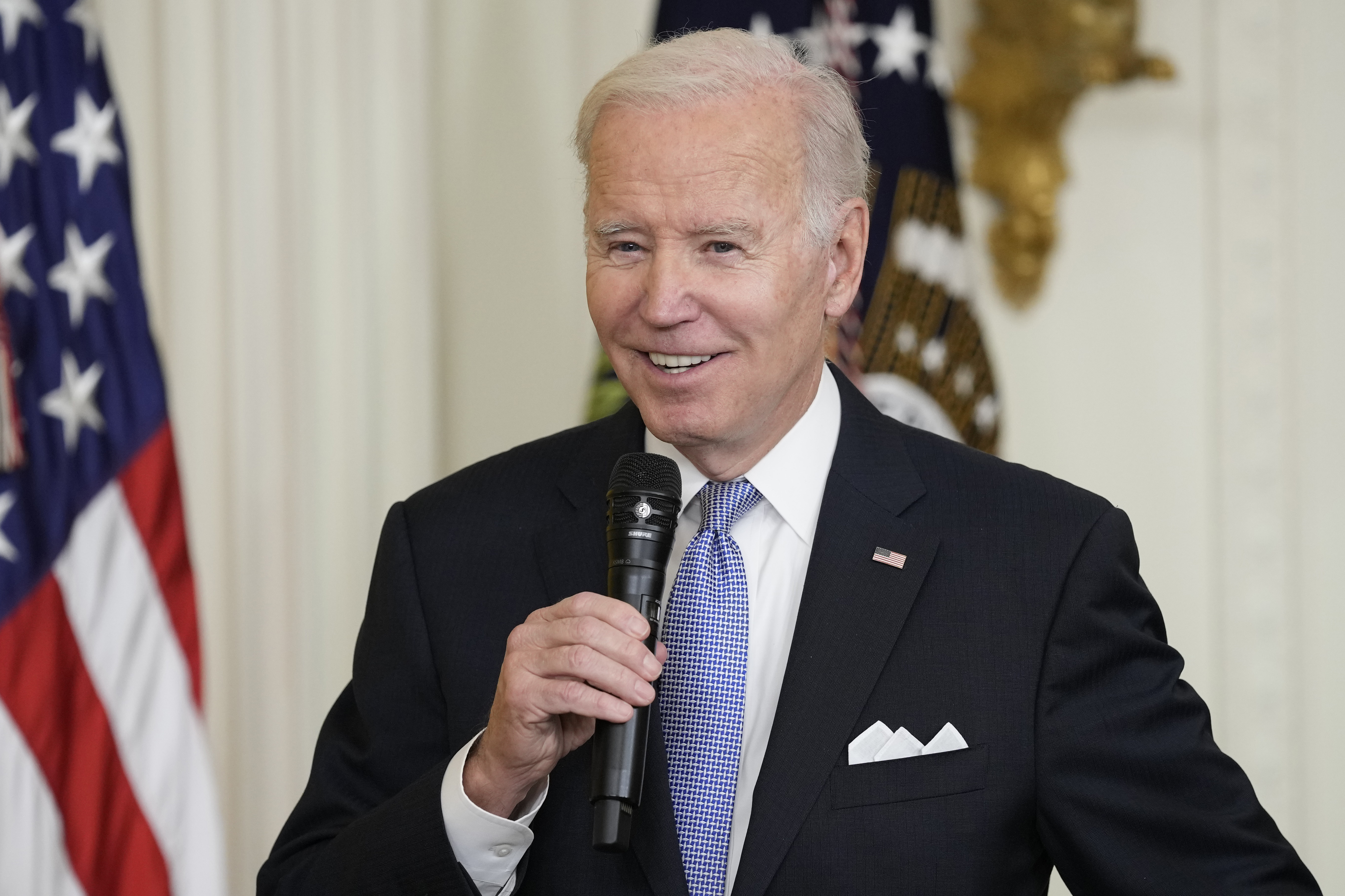 President Joe Biden speaks in the White House at the U.S. Conference of Mayors meeting Friday. The White House says Biden "looks forward" to sitting down with new House Speaker Kevin McCarthy to likely discuss raising the nation's debt limit.