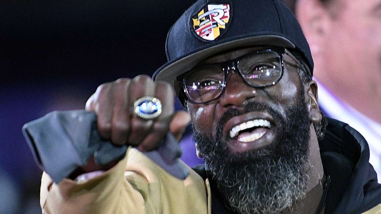 FILE - In this Nov. 3, 2019, file photo, former Baltimore Ravens safety Ed Reed displays his Pro Football Hall of Fame ring during a halftime ceremony at an NFL football game between the Ravens and the New England Patriots in Baltimore. Pro Football Hall of Famer Ed Reed has agreed to become the football coach at Bethune-Cookman and is leaving his job with the Miami Hurricanes, the schools announced Tuesday night, Dec. 27, 2022.