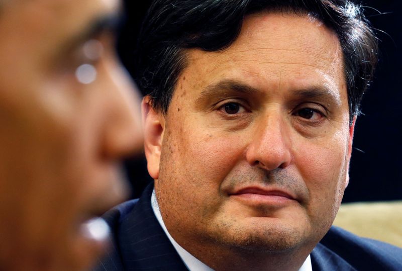 Ron Klain attends a meeting at the Oval Office of the White House in Washington, Oct. 22, 2014.
