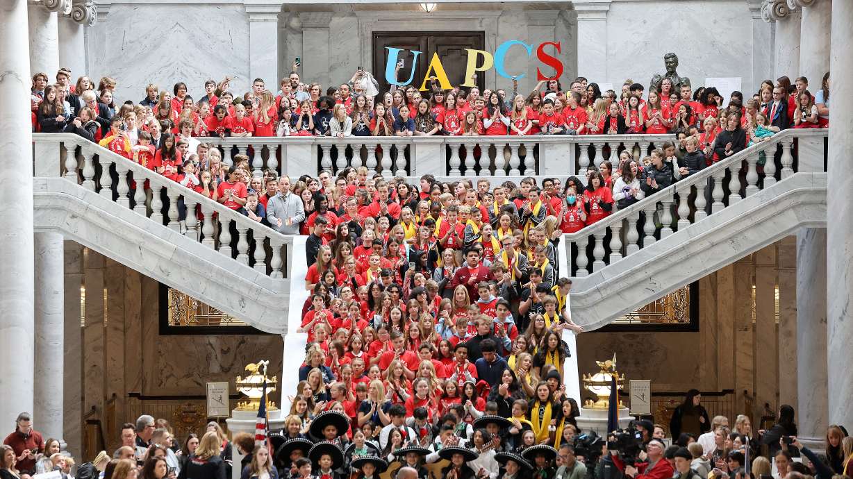 Hundreds of students attend a rally to support school choice, hosted by the Utah Association of Public Charter Schools, at the Capitol in Salt Lake City on Monday.