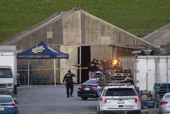 Police investigate the scene of a mass shooting off Cabrillo Highway in Half Moon Bay, Calif., Monday.