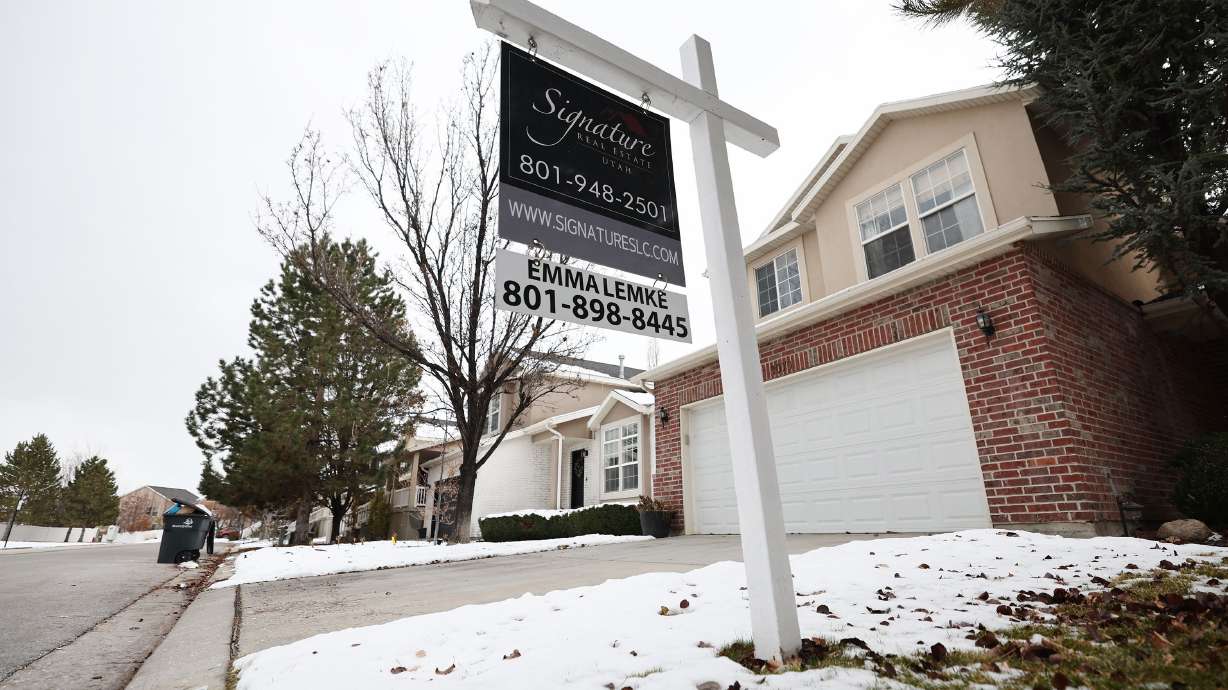 A home is listed for sale in West Jordan on Dec. 21, 2022. Salt Lake County saw its first year-over-year decline in housing prices since 2011, according to reports.