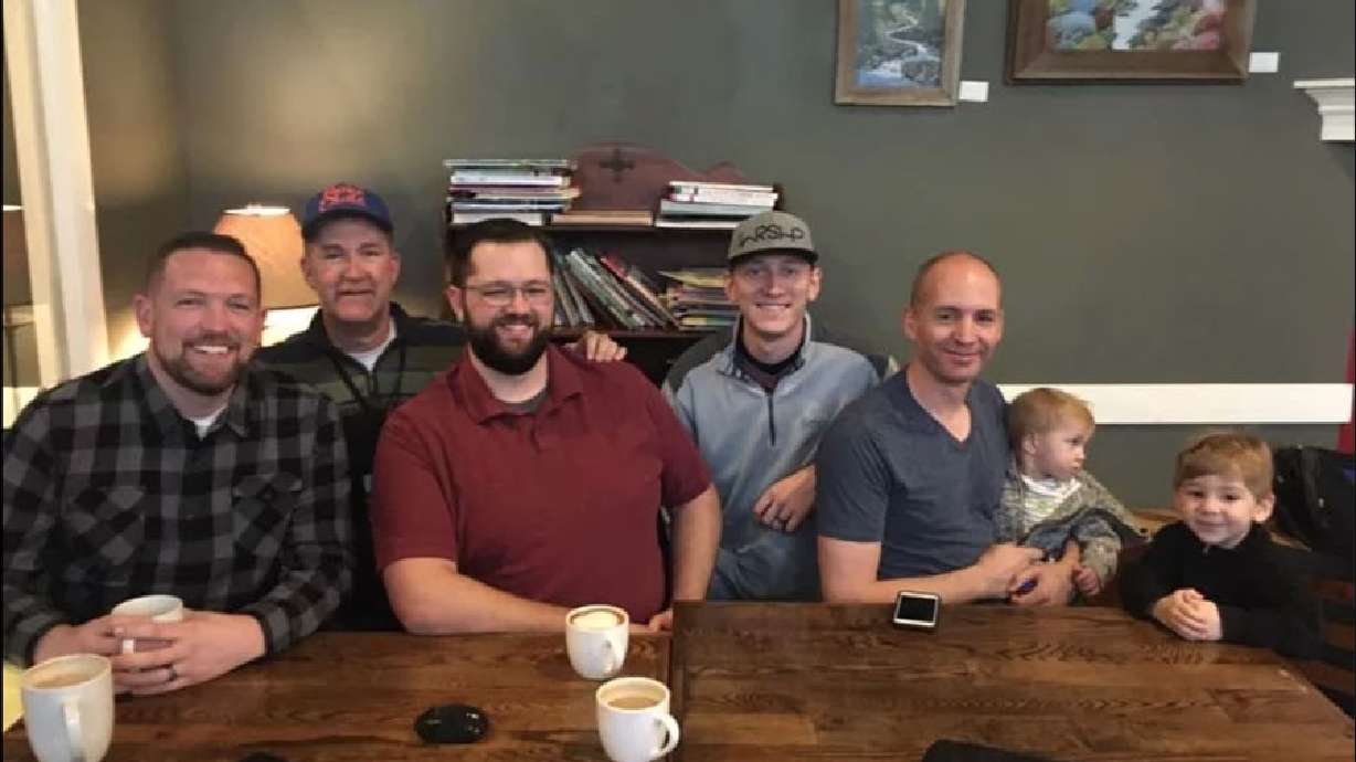 James Runcorn, right, with members of the Eastern Idaho Pastors Coalition.