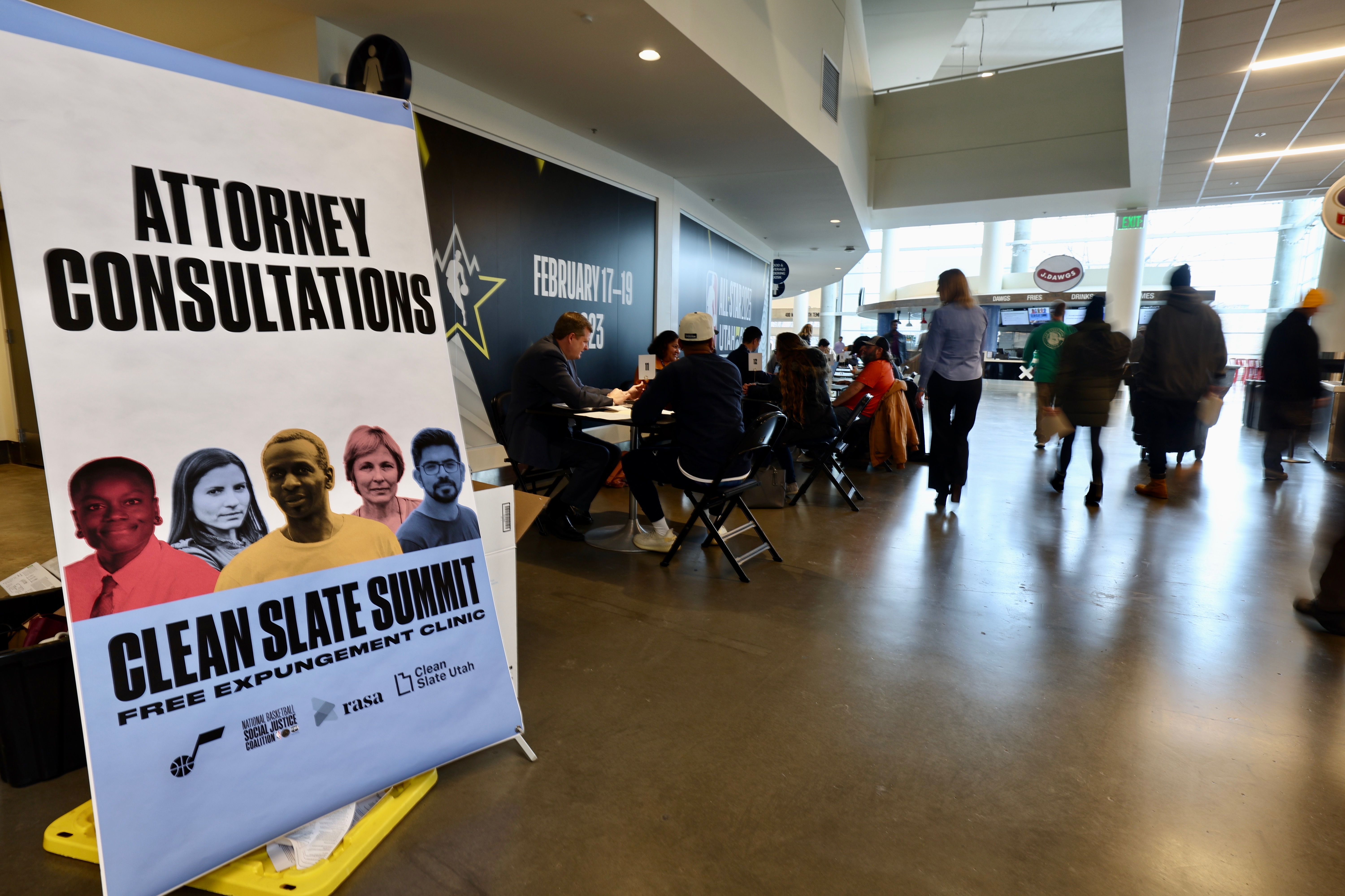 Hundreds gather to take part in the Clean Slate Summit, at Vivint Arena in Salt Lake City on Tuesday.