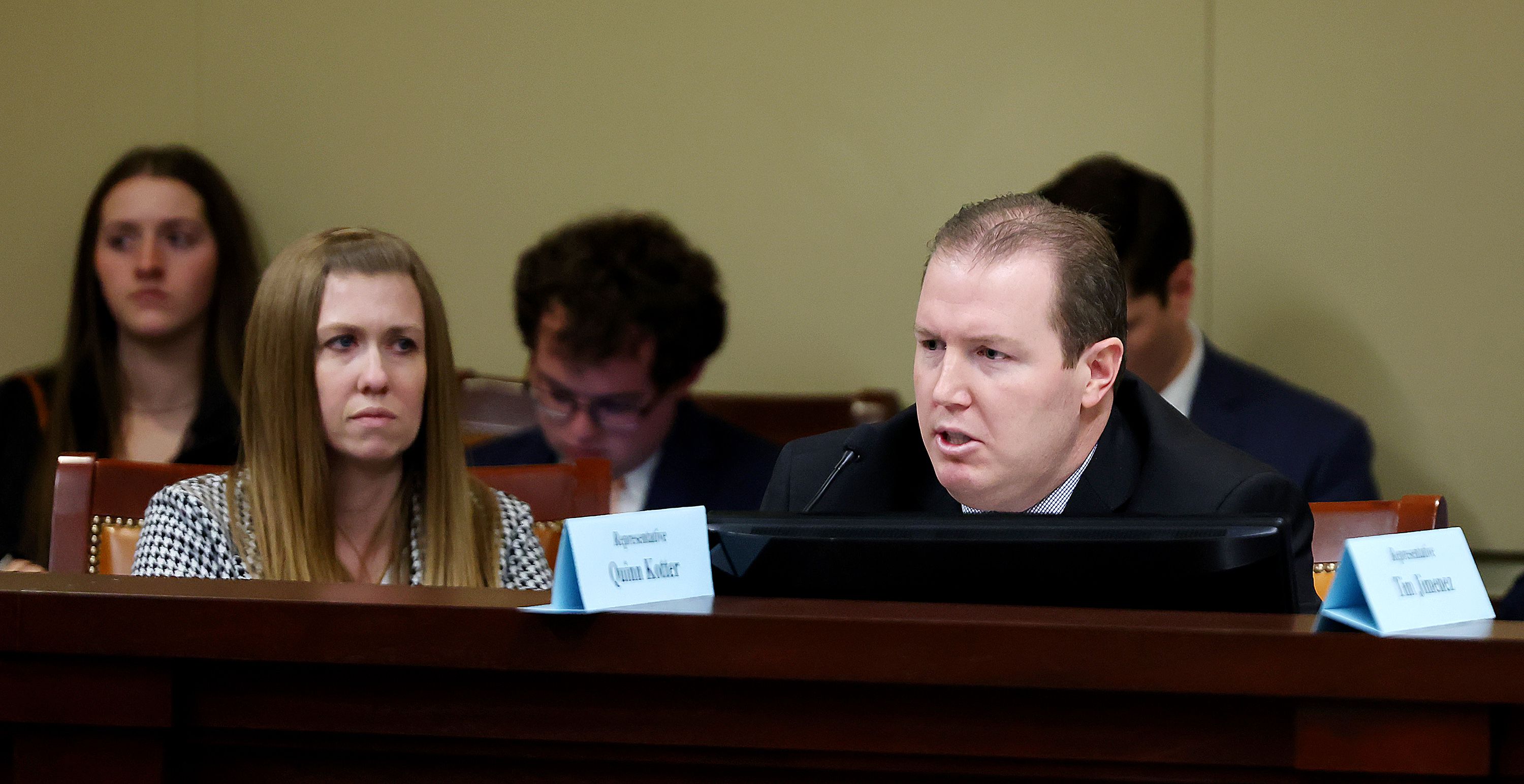 Rep. Quinn Kotter, R-West Valley City, becomes emotional as he reads from the Bible in the House Health and Human Services Standing Committee as they hear HB132 and SB16 at the Capitol in Salt Lake City on Tuesday.