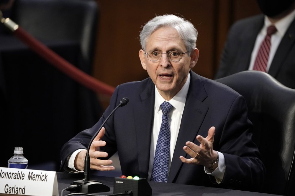 Judge Merrick Garland, President Joe Biden's pick to be attorney general, answers questions from Sen. John Kennedy, R-La., as he appears before the Senate Judiciary Committee for his confirmation hearing, on Capitol Hill in Washington, Feb. 22, 2021. 