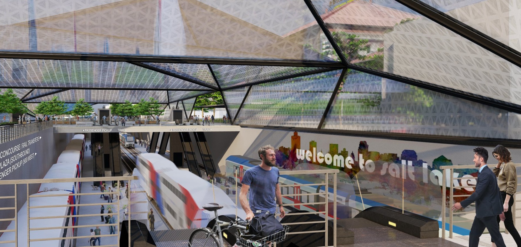 An artist rendering of the proposed Rio Grand Plan, which includes buried rail lines near the Rio Grande Depot in Salt Lake City.