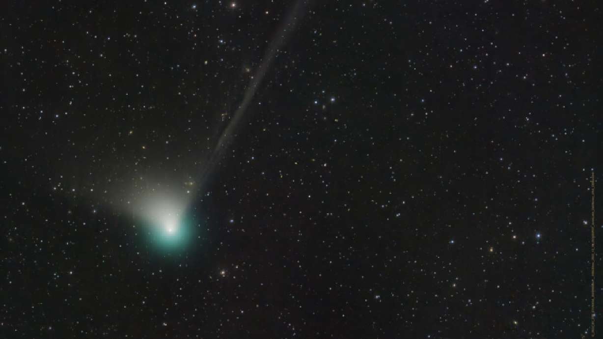 This photo shows comet C/2022 E3 (ZTF) on Dec. 19, 2022. It last visited during Neanderthal times, according to NASA. It is expected to come within 26 million miles of Earth on Feb. 1.