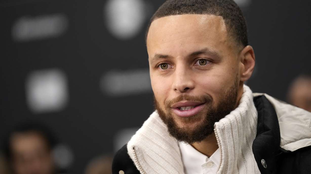 Stephen Curry is interviewed at the premiere of the documentary film "Stephen Curry: Underrated," at the 2023 Sundance Film Festival, Monday, in Park City.