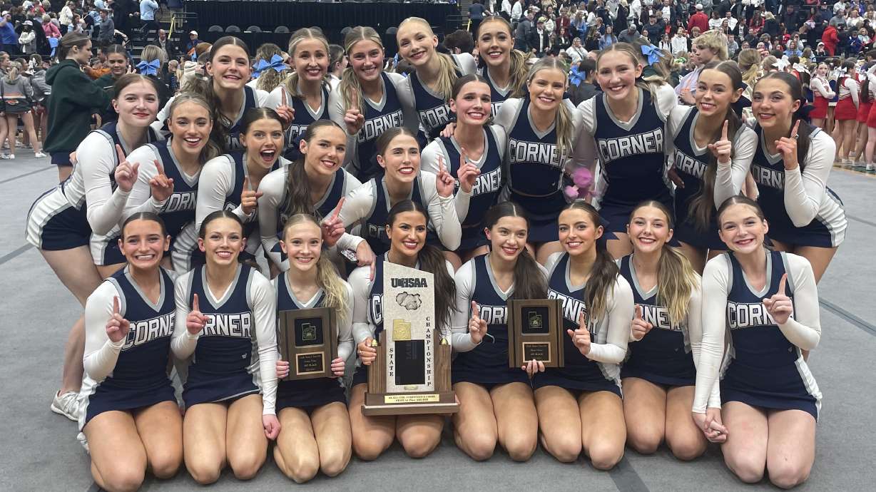 Corner Canyon cheer won the UHSAA's inaugural 6A all-girls state title, Friday, Jan. 27, 2023 at the UCCU Center in Orem.