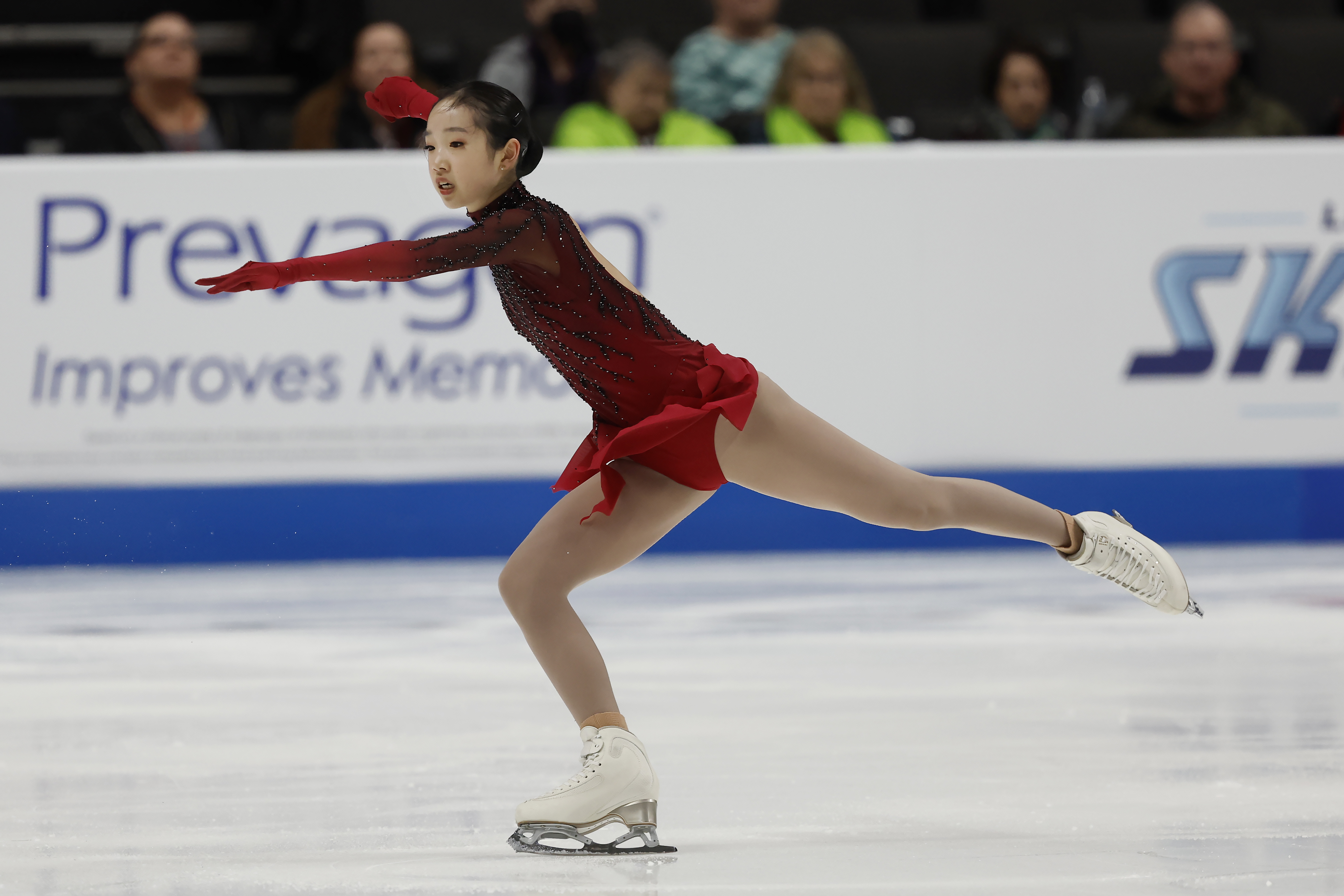 Josephine Lee performs during the women's free skate at the U.S. figure skating championships in San Jose, Calif., Friday, Jan. 27, 2023. 