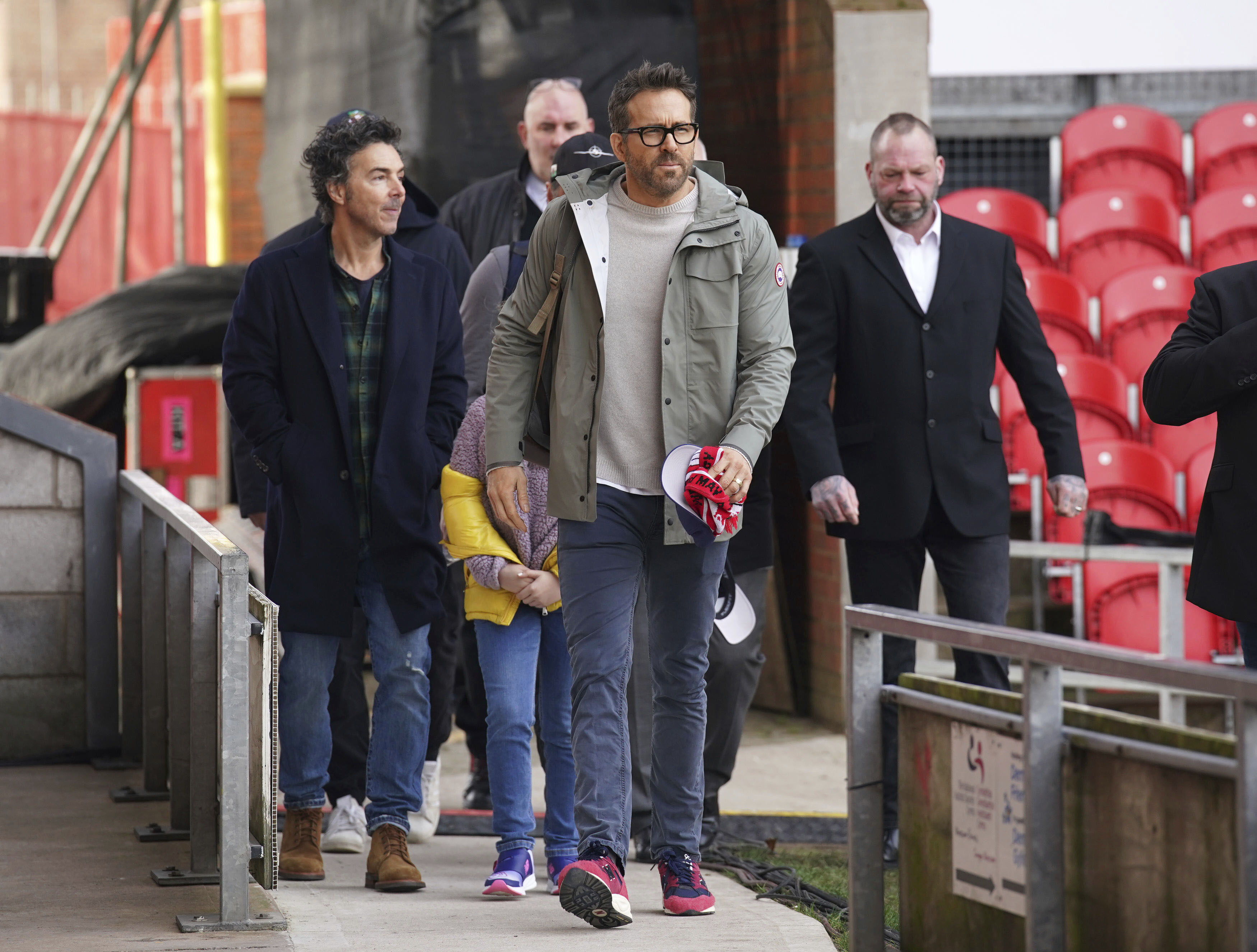 Wrexham co-owner, actor Ryan Reynolds arrives prior to the English FA Cup 4th round Soccer match between Wrexham and Sheffield United at The Racecourse Ground, in Wrexham, England, Sunday, Jan. 29, 2023.