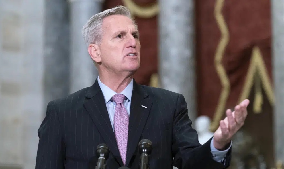 Speaker of the House Kevin McCarthy, R-Calif., speaks at the Capitol in Washington, Jan. 12. President Joe Biden and McCarthy will meet at the White House on Wednesday for talks in the standoff over the federal debt ceiling and prospect for a U.S. default.