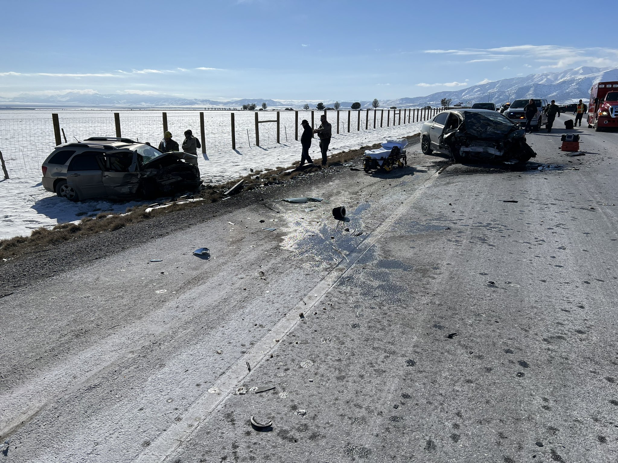 Two people were taken to local hospitals in serious condition after a crash Monday on state Route 73 near Eagle Mountain.