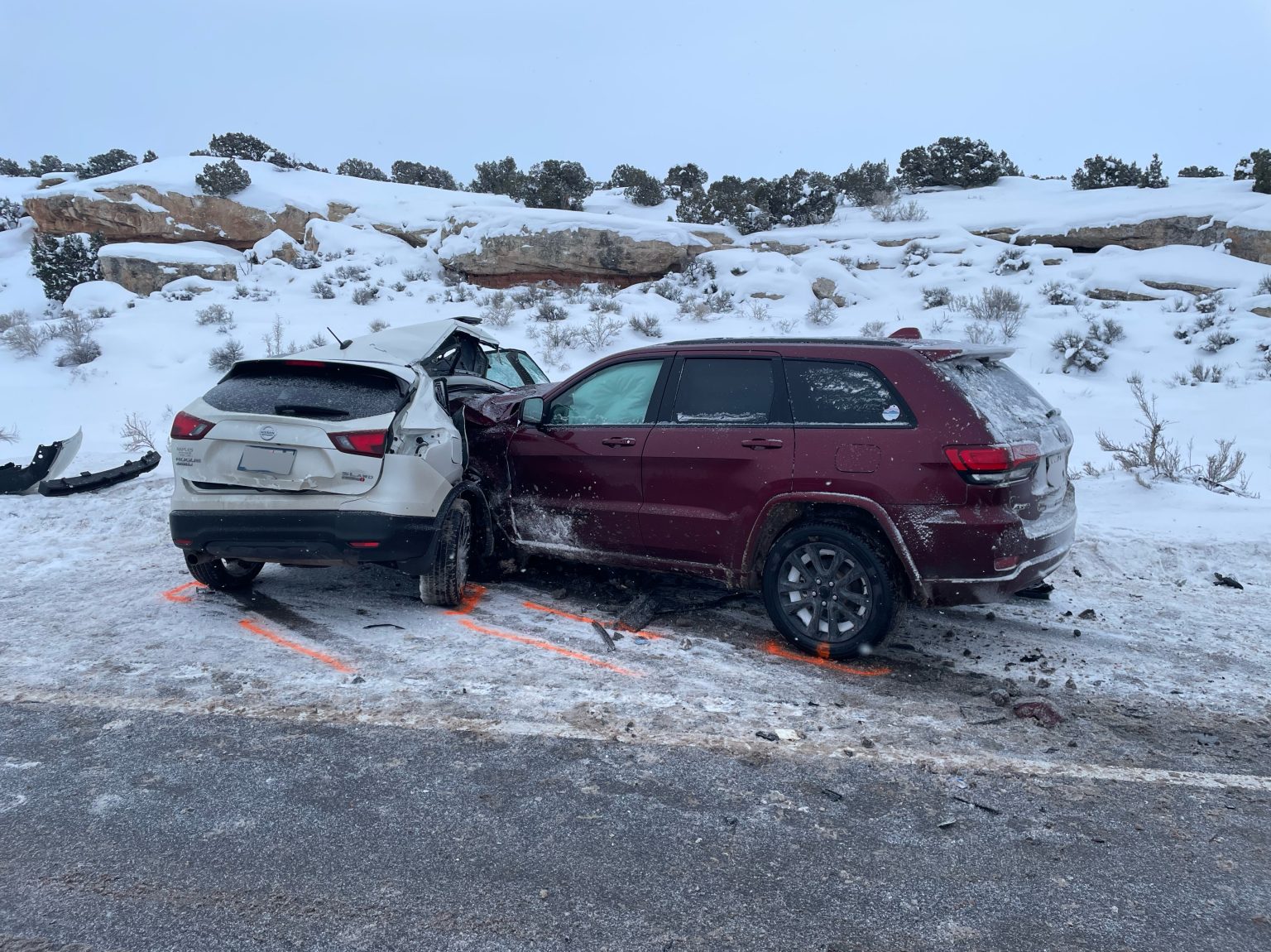 A car slid into oncoming traffic, colliding with another vehicle and killing one person Monday morning, Department of Public Safety said.
