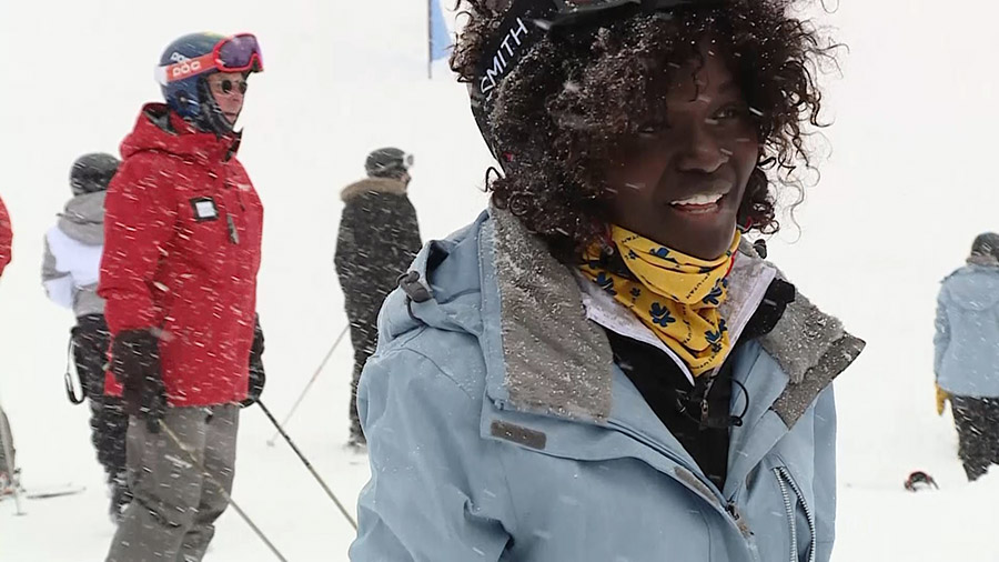 Jackie Okullu describing her first time on the slopes. A Utah ski and snowboarding group wants to bring more diversity to the sports by giving minority communities a chance to hit the slopes.