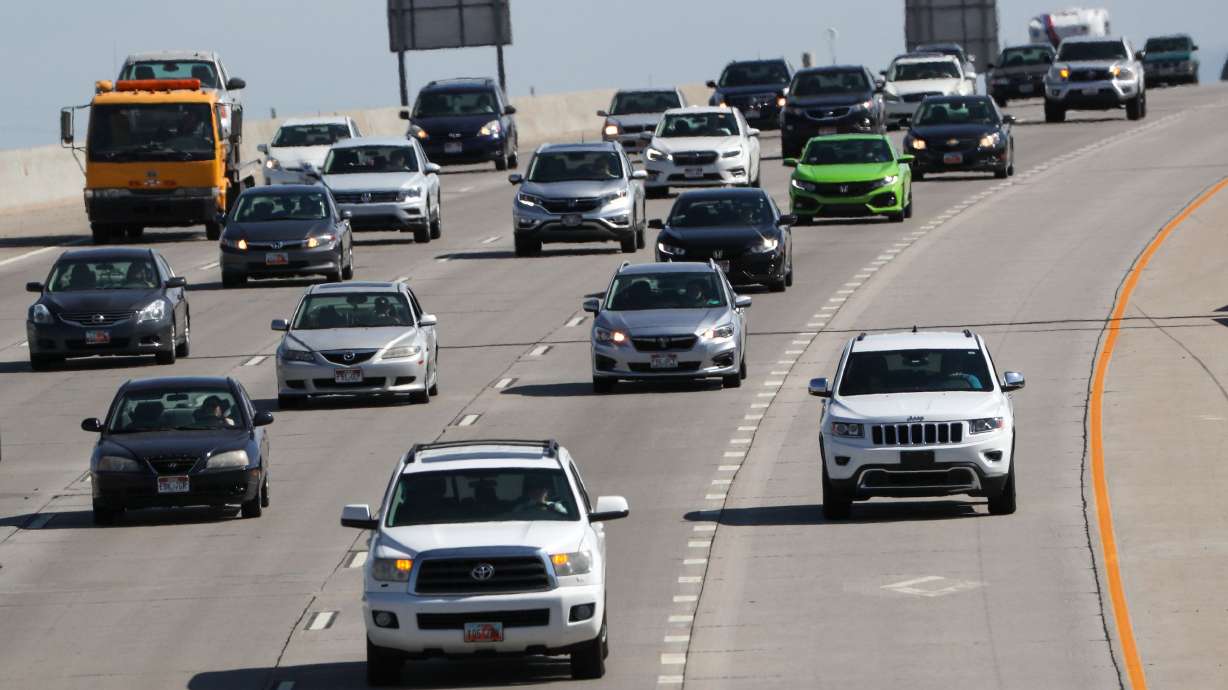 Traffic on northbound I-15 near 9000 South in Sandy is pictured on July 12, 2018. Under a new bill now being sponsored in the state Legislature, pregnant women would be allowed to drive in the HOV lanes.