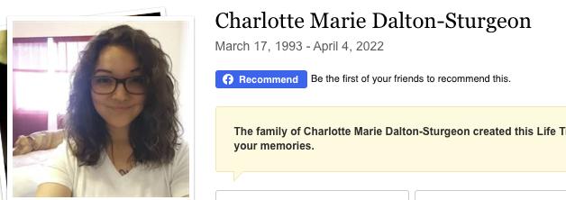 Charlotte Sturgeon's obituary.