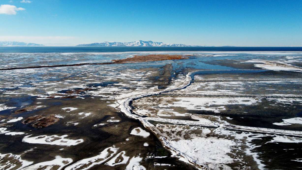 The receding water levels of the Great Salt Lake on Jan. 30. State leaders say they want native perspectives included in conversations about the lake, but action to date shows otherwise.