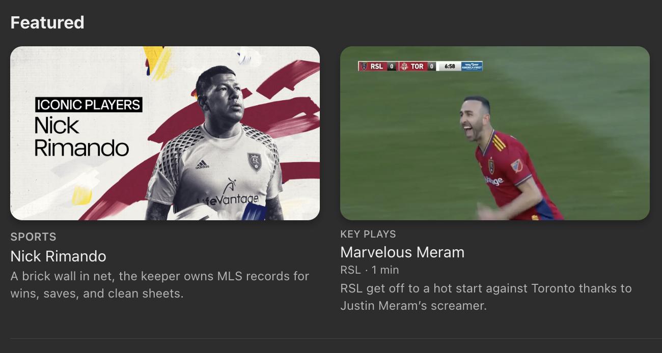 RSL fans can watch a variety of video content from the club as part of MLS Season Pass on Apple TV.