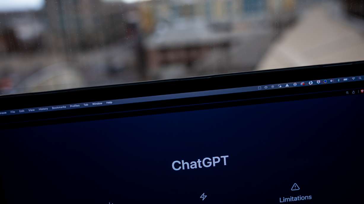 Artificial intelligence service ChatGPT is pictured on a computer in Salt Lake City on Jan. 18, in this photo illustration. Artificial intelligence is advancing to the point where it can literally complete assignments and write essays for students — and that poses quite a conundrum for education entities, including the University of Utah.