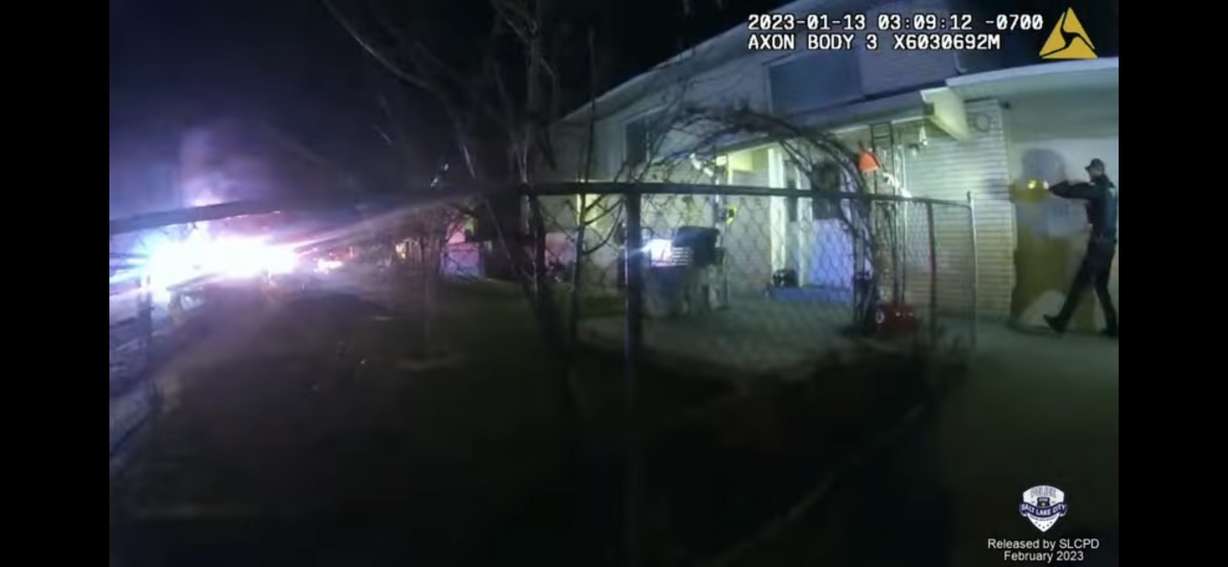 Body camera footage from Salt Lake police officers shows what happened moments before officers shot a man who broke into a house in Salt Lake City on Jan. 13, 2023.