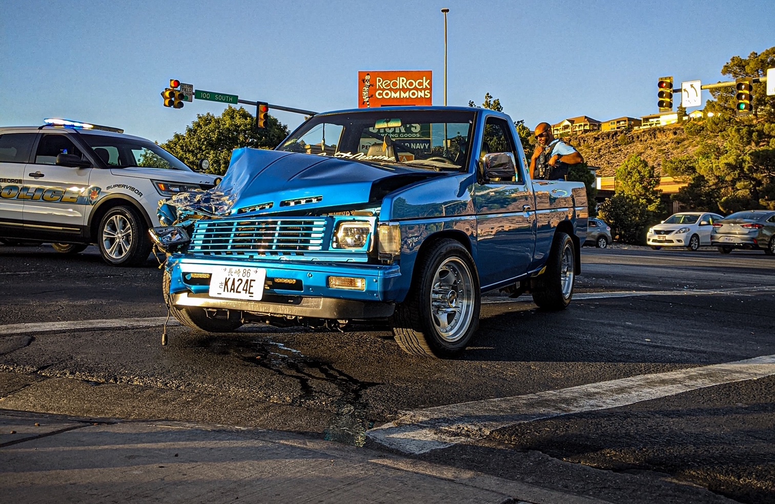 Samuel Edwards' 1986 Nissan Hardbody truck after an accident that ended up totaling the vehicle in St. George on July 2, 2022.