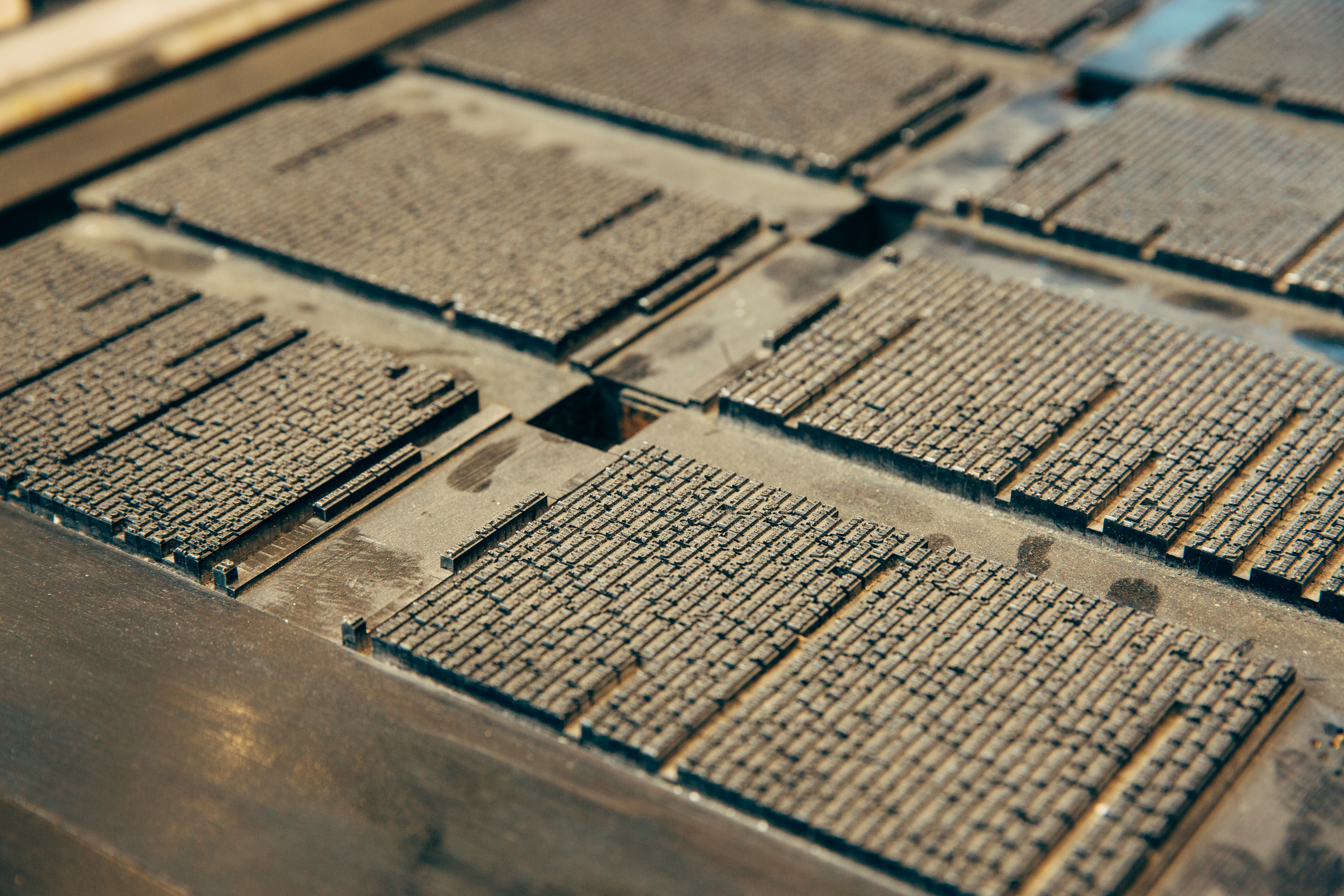 Type is set up and ready to be printed at the Crandall Printing Museum.