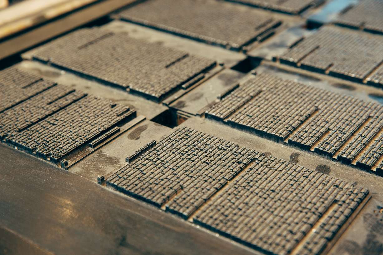 Type is set up and ready to be printed at the Crandall Printing Museum.