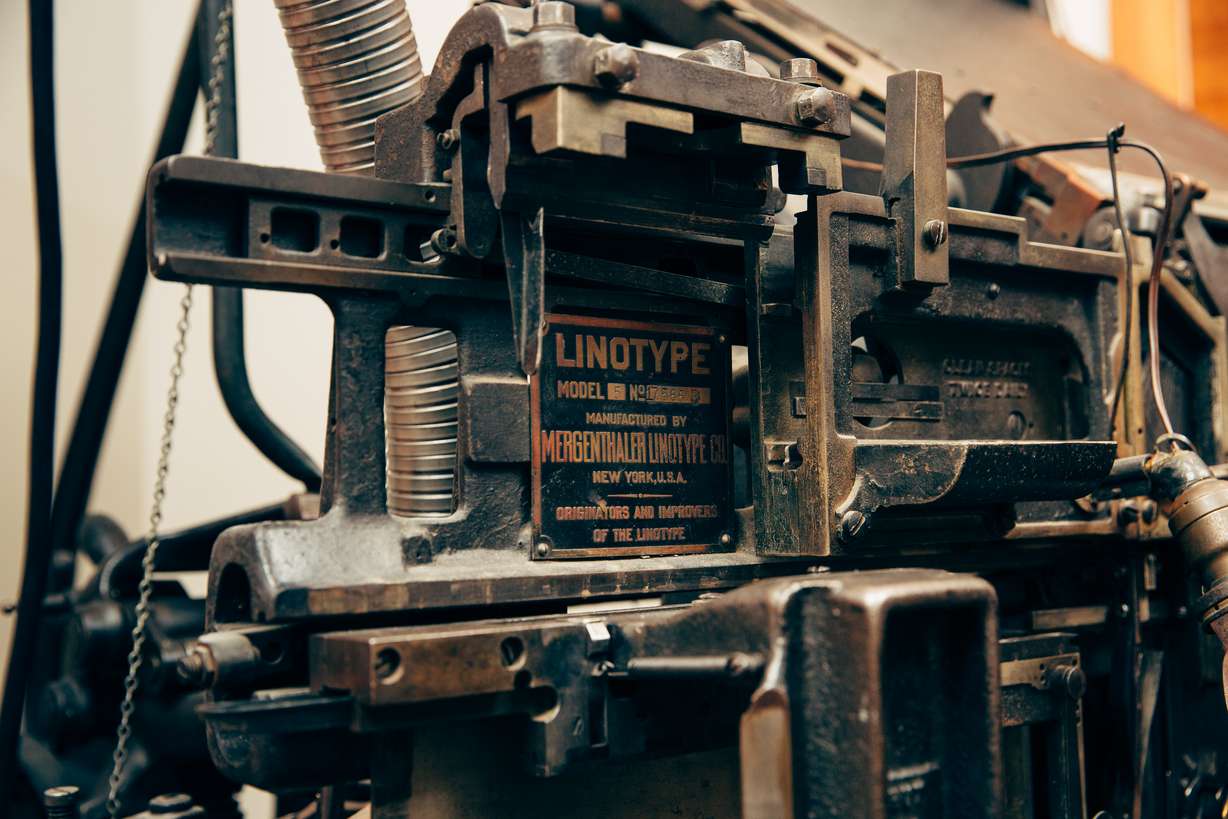 A linotype machine is on display at the Crandall Printing Museum in Alpine.