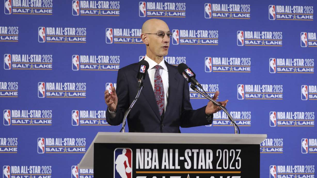 NBA Commissioner Adam Silver speaks during a news conference at Vivint Smart Home Arena, Wednesday, Oct. 23, 2019, in Salt Lake City. The NBA announced that Salt Lake City has been selected to host the NBA All-Star Game in 2023.