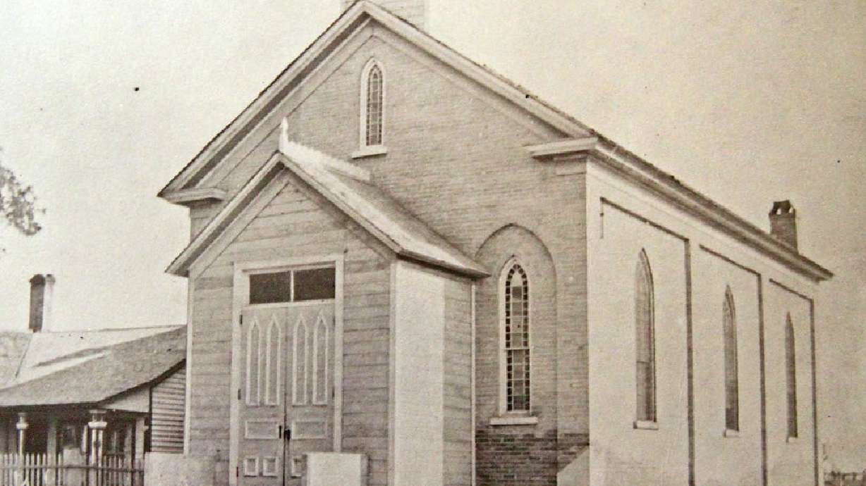 A photo of the Corinne Methodist Episcopal Church taken in 1911. Work is currently being done to preserve the building, which will serve as a museum and event space in the future.