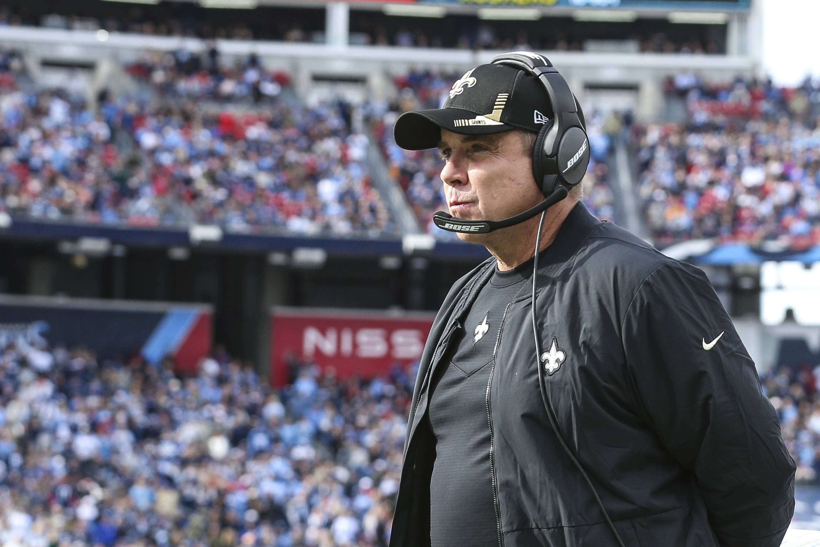FILE - New Orleans Saints head coach Sean Payton watches a play during an NFL football game against the Tennessee Titans in Nashville, Tenn., Sunday, Nov. 14, 2021. The Denver Broncos have agreed to a deal with the New Orleans Saints that will make Sean Payton their head coach, a person with knowledge of the accord said Tuesday, Jan. 31, 2023. 